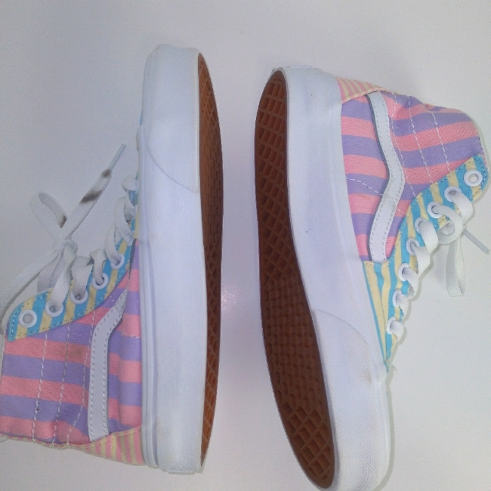 VANS SK8-Hi Tapered Women's Size 5.5 Multi-Color Pastel Stripes Skater Shoes EUC - Picture 6 of 12